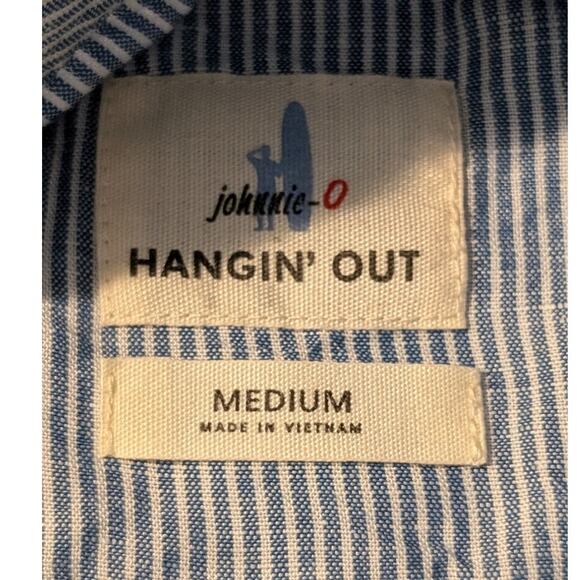 Johnnie-O Hangin Out Blue Stripe Long Sleeve Button Front 100% Cotton Shirt Sz M - Picture 3 of 12